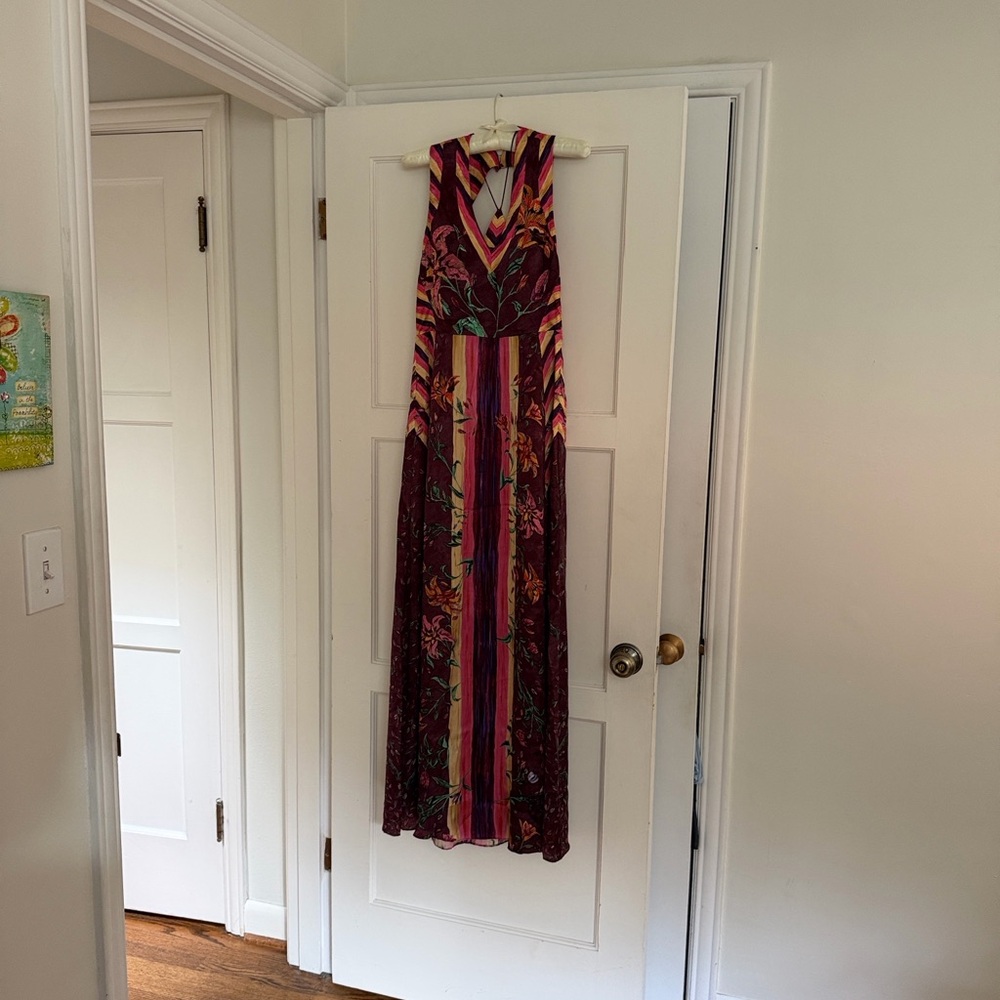 Vibrant Floral Striped Maxi Dress